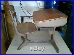 Vintage Child S School Desk Chair Wood And Metal Antique