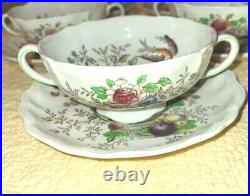 10 Pc. Antique Royal Doulton Hampshire Doubled Handled Soup Bowls With Saucers