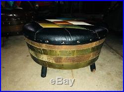 11 Pc Vtg 60 70's Man Cave Kentucky Brothers Whiskey Barrel Chairs Table Bar