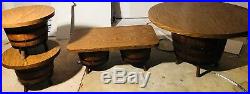 11 Pc Vtg 60 70's Man Cave Kentucky Brothers Whiskey Barrel Chairs Table Bar
