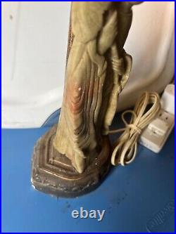 1920's Vintage Hand carved Soapstone Asian Buddha Figurine Lamp on BRass
