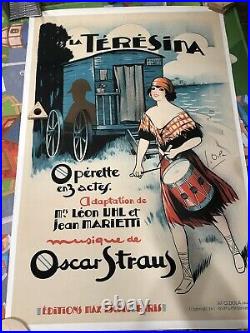 1929 Antique Vintage Original Opera Poster La Teresina By Georges Dola