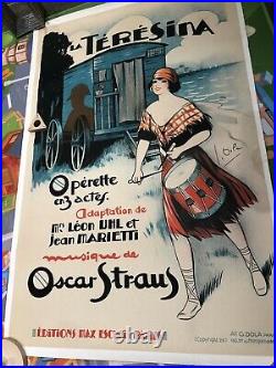 1929 Antique Vintage Original Opera Poster La Teresina By Georges Dola