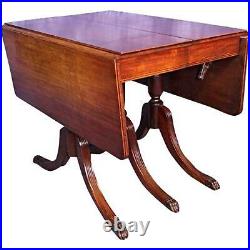 1930 Duncan Phyfe Antique Mahogany Drop Leaf Dining Table Console Sofa Vintage