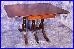 1930 Duncan Phyfe Antique Mahogany Drop Leaf Dining Table Console Sofa Vintage