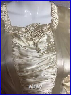 1930's Vintage Silk Satin Wedding Gown Dress EdwardianJuliet Sleeves