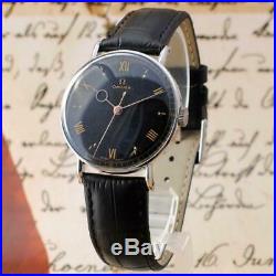 1939' Original Omega Swiss Manual Wind St Steel Black & Golden Dial Gents Watch