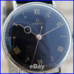 1939' Original Omega Swiss Manual Wind St Steel Black & Golden Dial Gents Watch