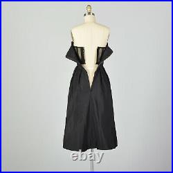 1940s Christian Dior New Look Formal Evening Dress Designer Black Silk LBD 1950s