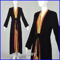 1940s Dressing Gown Velvet Color Block Robe Vintage VTG 40s Winter Colorful