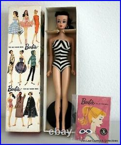 1959 Brunette #1 Barbie doll, all original with TM box & stand! Full of color