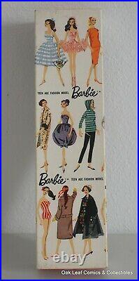 1959 Brunette #1 Barbie doll, all original with TM box & stand! Full of color