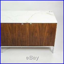 1960's Vintage Florence Knoll Rosewood and Marble Credenza Cabinet Sideboard