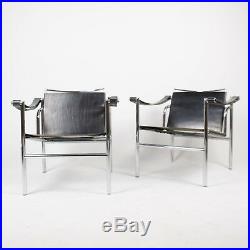 1960's Vintage Pair Le Corbusier LC1 Stendig Basculant Chairs Thonet Cassina