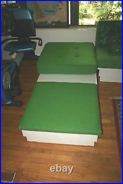 1970's Green White 2 piece Sofa Original Fabric & Cushions MCM Mod Mod Mod! OO7