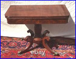 19th C Classical Federal Antique Game / Card Table Console Isaac Vose Boston