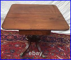 19th C Classical Federal Antique Game / Card Table Console Isaac Vose Boston