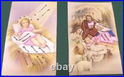 (2) Antique Vintage BABY JESUS Tarjeta Postal Embroidered Postcards Madrid Spain