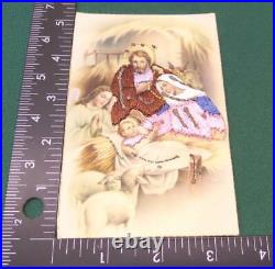 (2) Antique Vintage BABY JESUS Tarjeta Postal Embroidered Postcards Madrid Spain