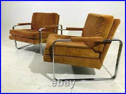 2 Chrome Lounge Chairs 70's Vintage Mid Century Modern Milo Baughman/Cy Mann Era