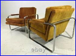 2 Chrome Lounge Chairs 70's Vintage Mid Century Modern Milo Baughman/Cy Mann Era