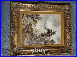 2 Lee Reynolds Burr large black and gold oil painting canvas 2502 & 2504