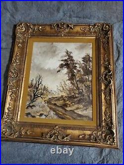2 Lee Reynolds Burr large black and gold oil painting canvas 2502 & 2504