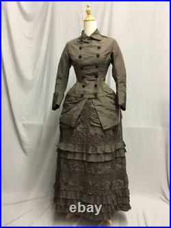 #20-001, 1880's Double Breasted Traveling Ensemble Bustle Gown