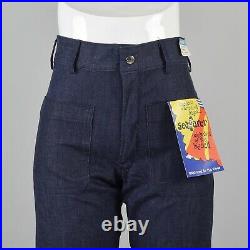 30x33.5 Slim Deadstock Seafarer Bellbottom Jeans High Waist Indigo Cotton Denim