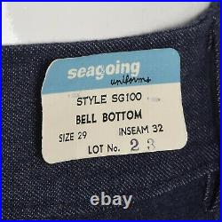 30x33.5 Slim Deadstock Seafarer Bellbottom Jeans High Waist Indigo Cotton Denim