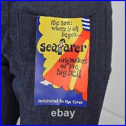 30x34.25 Seafarer Jeans Deadstock Bohemian Hippie Bellbottoms Indigo Denim 1970s