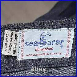 30x34.25 Seafarer Jeans Deadstock Bohemian Hippie Bellbottoms Indigo Denim 1970s