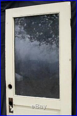30x77 Vintage Antique SOLID Wood Wooden Back Side Entry Door Window Wavy Glass