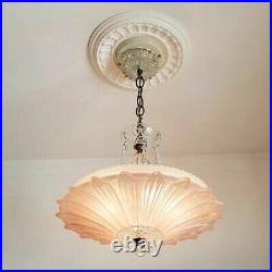 315 Vintage 40's Ceiling Light Lamp Fixture Chandelier antique pink SUNFLOWER