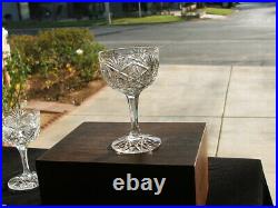 4 Antique AMERICAN BRILLIANT ABP Period CUT GLASS Cordials, Liquor, Stemware
