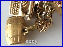 4 Vintage 14K-18K Gold Charms Rubies Pearl + Gold Fill Charm Bracelet Locket