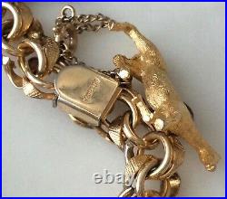 4 Vintage 14K-18K Gold Charms Rubies Pearl + Gold Fill Charm Bracelet Locket