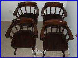 4 Vintage Ethan Allen Antique Pine Collection Old Tavern Dining Captains Chairs