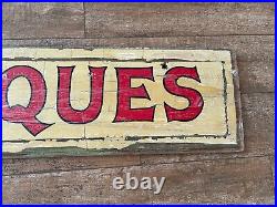 40 Antiques Store Sign wood Vintage painted yellow red antique Mercantile