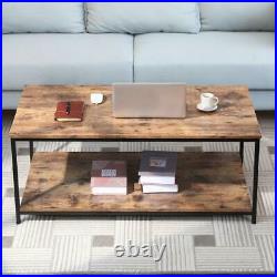 41 Wood Coffee Table Shelf Storage Drawer Metal Feet Retro Style with Storage