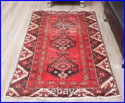 4x6 Geometric Carpet Hand Knotted Oriental Vintage RED Wool Traditional Area Rug