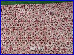 4x7 Vintage Rug, Red Floral Turkish Rug, Oushak Area Rug, Wool Antique Rug