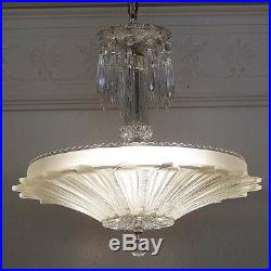 549z Vintage 40's Ceiling Light Lamp Fixture Chandelier antique SUNFLOWER