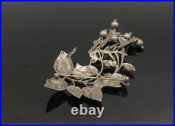 925 Sterling Silver Vintage Antique Dangling Floral Vine Brooch Pin BP9089