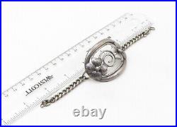 925 Sterling Silver Vintage Antique Floral Open Spiral Chain Bracelet BT8521
