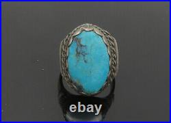 925 Sterling Silver Vintage Antique Turquoise Cocktail Ring Sz 12.5 RG20516