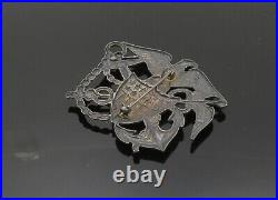 925 Sterling Silver Vintage Antique United States Military Brooch Pin BP7912