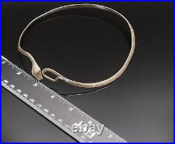 925 Sterling Silver Vintage Etched Snake Head Collar Necklace NE3861