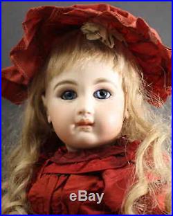 ANTIQUE'TETE JUMEAU' FRENCH BeBe BISQUE DOLL with MARKED DRESS