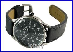 AVIATOR WW2 German Pilot Vintage Flight Mens Watch Aviation Black Leather Strap